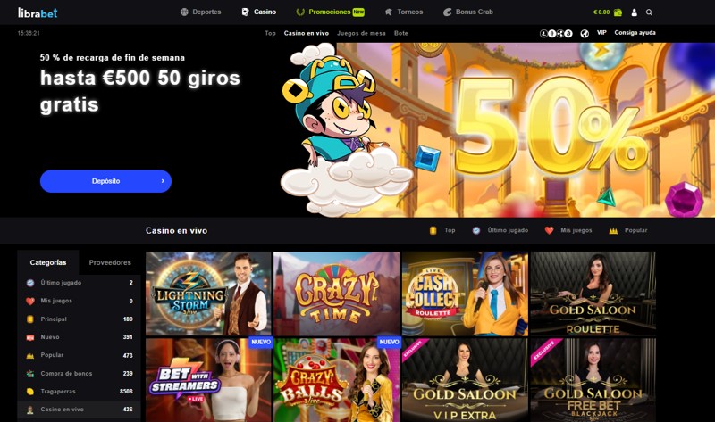 Juegos de Casino en Vivo en Librabet España