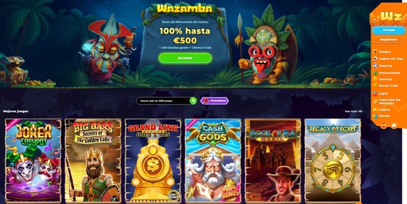 Wazamba Casino: Pagina de inicio