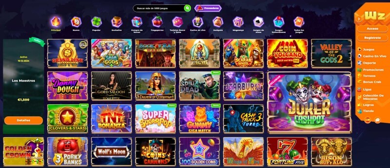 Pagina de Tragamonedas de Wazamba Casino