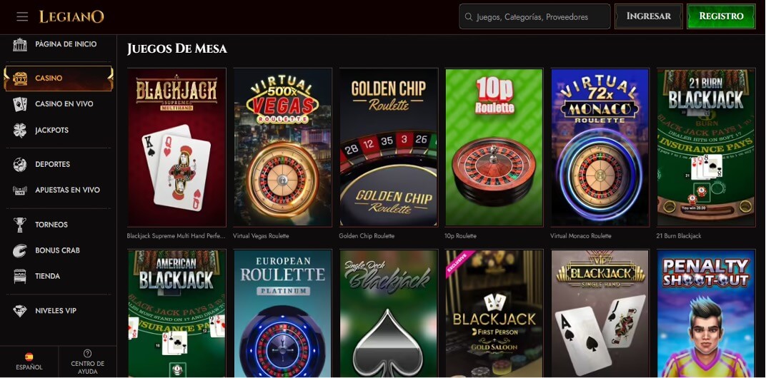 Lista de Juegos de Mesa en Legiano Casino